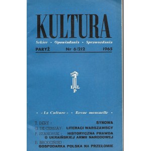 KULTURA Szkice, Opowiadania, Sprawozdania Nr.6/212 1965