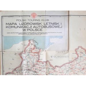 Mapa uzdrowisk, letnisk i komunikacji autobusowej 1933 r.