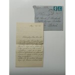 Kielce.Letter + envelope] to Rev. Canon J. Krzakowski Prefect of Sniadecki Gymnasium in Kielce Paris 1924