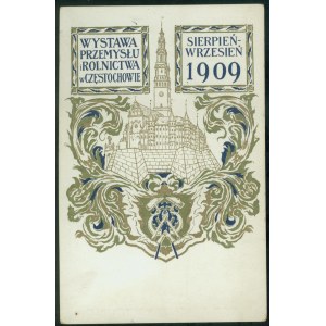 Częstochowa. Wystawa przemysłu i rolnictwa 1909. Pocztówka reklamowa.