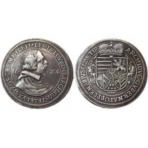 Austria 1 Thaler 1624 Hall. Archduke Leopold as Bishop of Strassburg (1607-1626). Av.: Bust r...