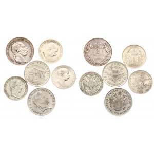 Austria 20 Kreuzer & 1/4 Florin 1 & 2 corona & 1 Schilling 1841-1926. Silver. Lot of 6 Coins