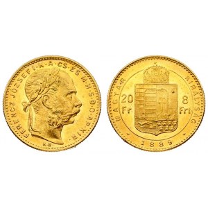 Austria Hungary 8 Forint 20 Francs 1889 KB Franz Joseph I(1848-1916). Averse: Laureate head right. Reverse...