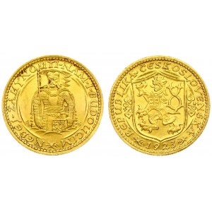 Czechoslovakia 1 Dukat 1923 Averse: Czech lion with Slovak shield date below. Reverse: Duke Wenceslas (Vaclav) half...