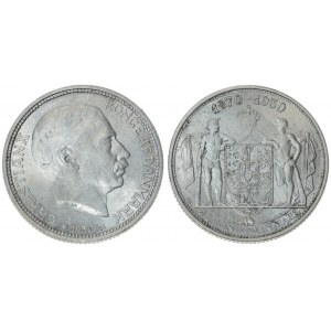 Denmark 2 Kroner 1930(h) N; AH/HS King's 60th Birthday. Christian X(1912-1947). Averse: Head right; date; mint mark...