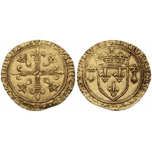 France 1 Ecu D'or (1483-1498). CHARLES VIII(1483-1498). Averse legend: R: KAROLVS: DEI: GRA: FRAnCORV: REX : ...