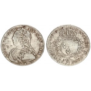 France 1/2 Ecu 1729 & Louis XV (1715-1774). Av: Young bust left Rv: Crowned oval arms of France within wreath 1...