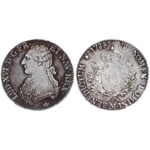 France 1 Ecu 1788 M Louis XVI 1775-1793  Av: Uniformed bust left Rv: Crowned arms of France within branches M (Toulouse...