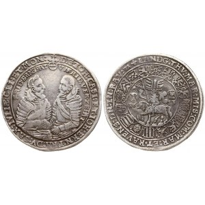 Germany Saxe-Coburg-Eisenach 1 Thaler 1613 WA. Johann Casimir & Johann Ernst II(1572-1633). Averse: Two armored half...