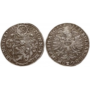 Germany BRUNSWICK 1 Thaler 1628 (b) Ferdinand II(1592-1637). Averse: Spanish shield of city arms in ornamented frame...
