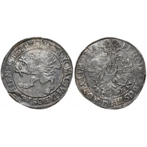 Germany ROSTOCK 1 Thaler 1637 (m) Ferdinand III(1637-1657). Averse: Griffin. Reverse: Crown above double...