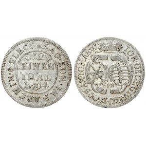 Germany SAXONY 1/12 Thaler 1694 EPH  Friedrich August I(1694-1733). Averse: 2 adjacent oval arms in baroque frames...
