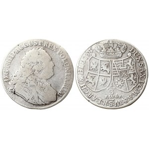 Germany Saxony 1/3 Thaler 1754 FWoF Friedrich Augustus III (1734-1763). Averse: Armored bust right. Reverse...