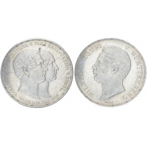 Germany WÜRTTEMBERG 2 Thaler 1846 Marriage of Crown Prince Karl to Olga Grand Duchess of Russia. Wilhelm I(1816-1864)...