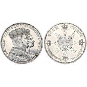 Germany Prussia 1 Thaler 1861 A Coronation of Wilhelm and Augusta. Wilhelm I(1861-1888). Averse...