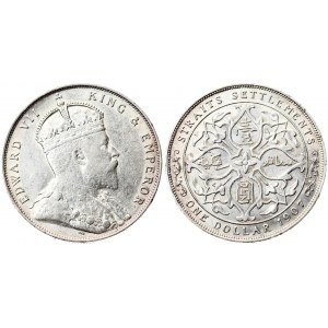 Great Britain Straits Settlements 1 Dollar 1907  Edward VII (1901-1910). Av: Crowned bust right. Av. Designer: G.W...
