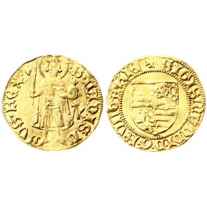 Hungary 1 Goldgulden (1387) Sigismund (1387-1437). Averase: 4 Shield coat of arms with lions. Reverse...