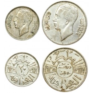 Iraq 20 & 50 Fils 1938 Ghazi I(1933-1939). Averse: Head left. Reverse: Value in center circle flanked by dates. Silver...