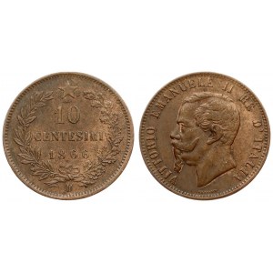 Italy 10 Centesimi 1866 H Victor Emmanuel II(1861-1878). Averse: Head left. Averse Legend: VITORIO EMANUELE II.....