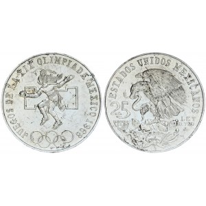 Mexico 25 Pesos 1968 Mo Summer Olympics - Mexico City. Averse: National arms eagle left. Reverse...