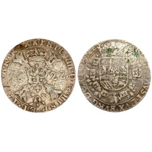 Spanish Netherlands TOURNAI 1 Patagon 1622 Philip IV(1621-1665). Averse: Date divided by St. Andrew's cross...