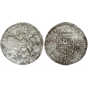 Spanish Netherlands TOURNAI 1 Patagon 1634 Philip IV(1621-1665). Averse: Date divided by St. Andrew's cross...