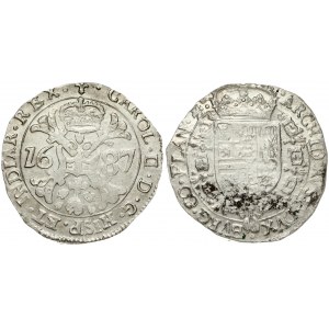 Spanish Netherlands FLANDERS 1 Patagon 1687 Charles II(1665-1700). Averse: St. Andrew's cross; crown above...