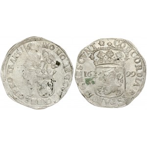 Netherlands OVERIJSSEL 1 Silver Ducat 1699. Averse: Standing armored knight with crowned shield of Overyssel at feet...
