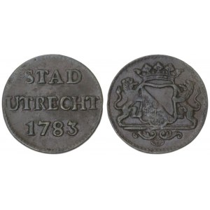 Netherlands UTRECHT 1 Duit 1783 Averse: Crowned arms of Utrecht; with supporters on mantle/date. Reverse...