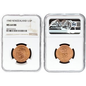 New Zealand 1/2 Penny 1940 Averse: Head left. Reverse: Hei Tiki. Bronze. KM 12...