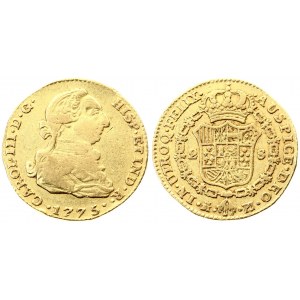 Spain 2 Escudos 1775 PJ Charles III(1759-1788). Averse: Bust right. Averse Legend...