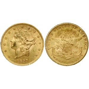 USA 20 Dollars 1897 Philadelphia. 'Liberty Head - Double Eagle' with motto 'TWENTY DOLLARS. Averse...