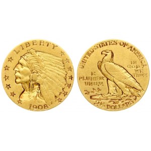 USA 2½ Dollars 1908 'Indian Head - Quarter Eagle'. Philadelphia. Averse...