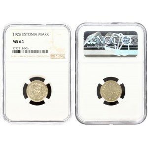 Estonia 1 Mark 1926 Averse: National arms within wreath. Reverse: Denomination. Edge Description: Milled. Nickel-Bronze...