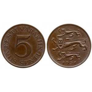 Estonia 5 Senti 1931 Averse: Three leopards left above date. Reverse: Denomination. Edge Description: Plain. Bronze...