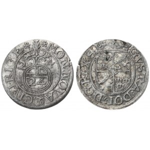 Latvia Riga 1/24 Thaler 1624. Gustav II Adolf(1611-1632). Averse: Crowned four-sectioned shield surrounded by legend...