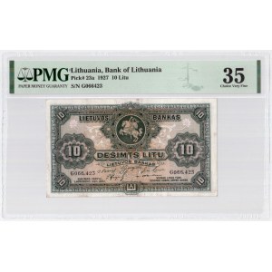Lithuania 10 Litu 1927 Banknote Bank of Lithuania Pick#23a 10 Litu. S/N G066423...