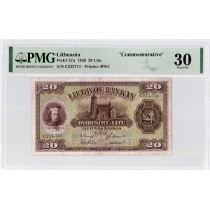 Lithuania 20 Litu 1930 Banknote 'Commerative'. Pick#27a 20 Litu. S/N C233711. Printer: BWC...