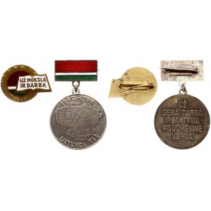 Lithuania Medal & Badge 1965. 1. Badge- medal; For good work and active social activity...