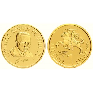 Lithuania 1 Litas 1997 75th Anniversary - Bank of Lithuania. Averse: National arms above value. Reverse: Bust 1/4 right...
