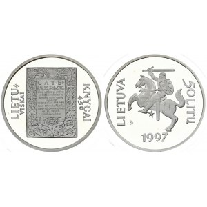Lithuania 50 Litų 1997 450th Anniversary - First Lithuanian Book. Averse: National arms above date. Reverse...