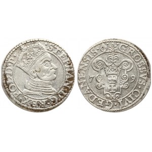 Poland 1 Grosz 1579 Gdansk. Stephan Bathory(1575-1586). Averse: Crowned and armored bust right. Reverse...