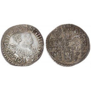 Poland 3 Groszy 1597 Olkusz. Sigismund III Vasa (1587-1632). Averse: Crowned bust. Reverse...