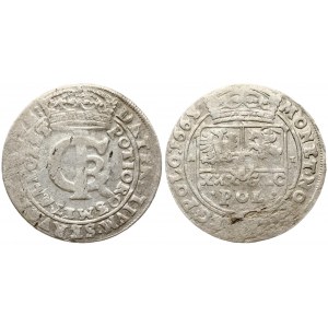 Poland 1 Gulden (Tymf) 1663 AT. John II Casimir Vasa (1649–1668). Averse: Crowned monogram. Reverse: Crowned shield...