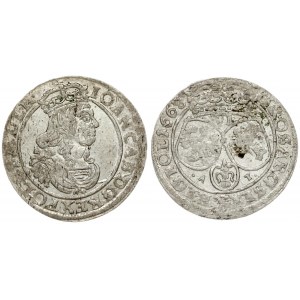 Poland 6 Groszy 1663 AT John II Casimir Vasa (1649–1668). Averse: Large crowned bust right in linear circle. Reverse...