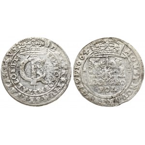 Poland 1 Gulden (Tymf) 1664 AT. John II Casimir Vasa (1649–1668). Averse: Crowned monogram. Reverse: Crowned shield...