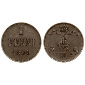 Russia For Finland 1 Penni 1894 Alexander III (1881-1894). Averse: Crowned monogram. Reverse: Denomination and date...