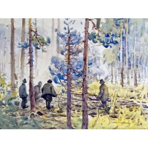 Stanisław GIBIŃSKI, NAGONKA Akwarela, papier; 43,5 x 59 cm