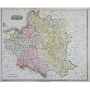 MAPA POLSKI POD ROZBIORAMI, Anglia, Londyn. Robert N. Hewitt, 1814