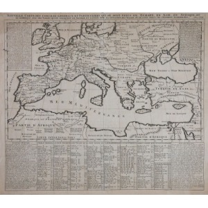 MAPA POŁUDNIOWEJ EUROPY, Henri Chatelain, 1719